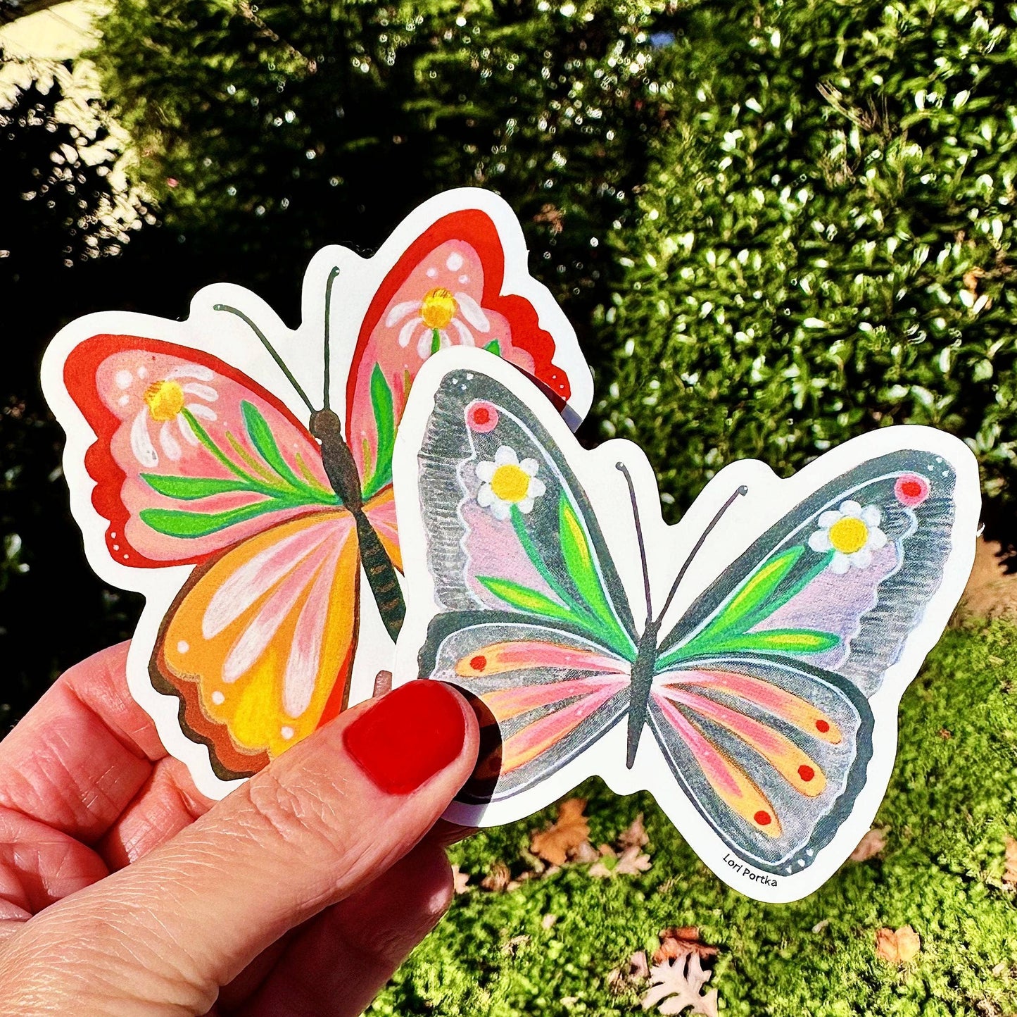 Burnt Orange Butterfly Sticker by Lori Portka