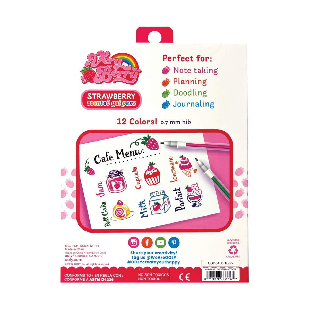 Very Berry: Strawberry Scented Gel Pens (Set of 12)