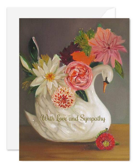 Love And Sympathy Swan Card by Janet Hill