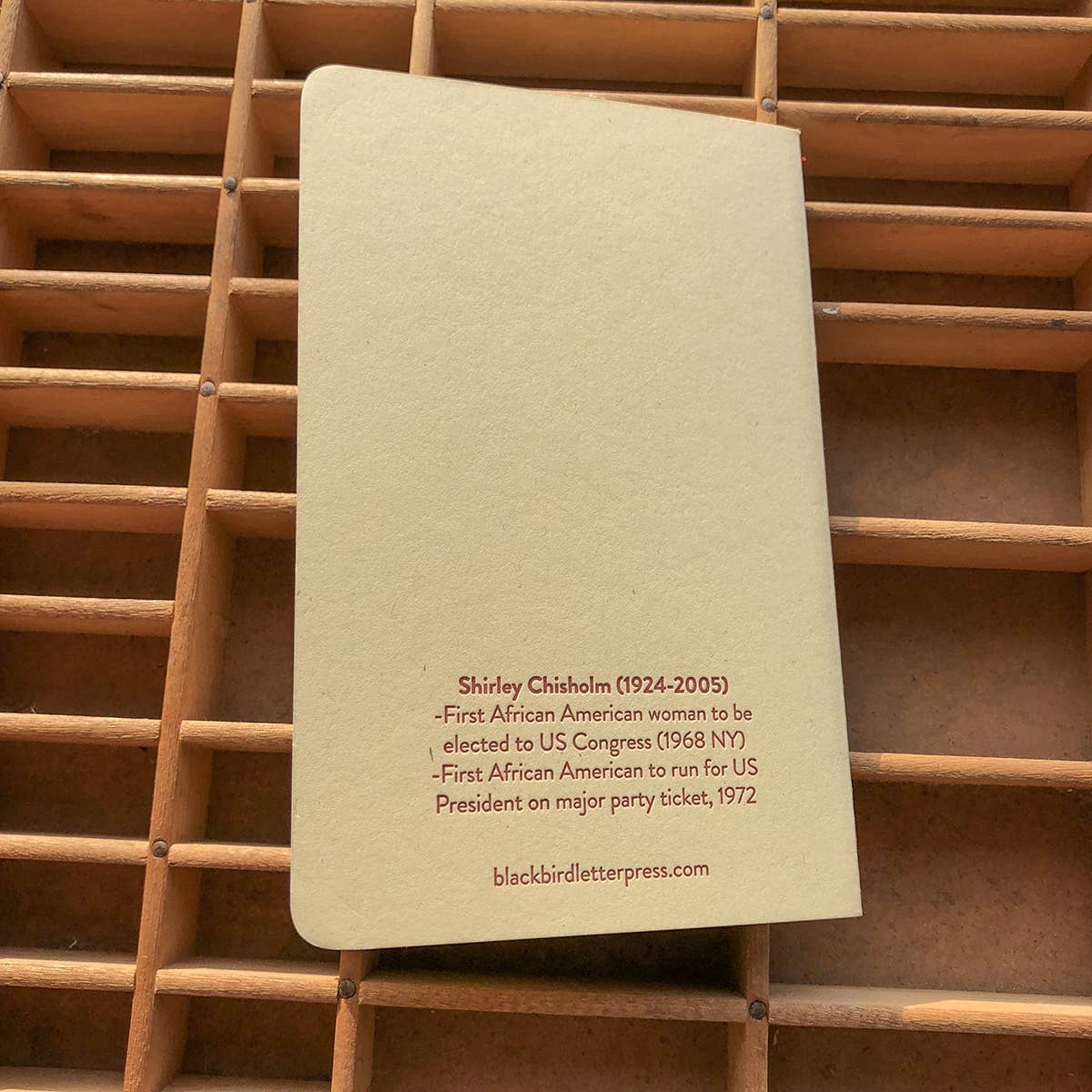 Shirley Chisholm letterpress notebook