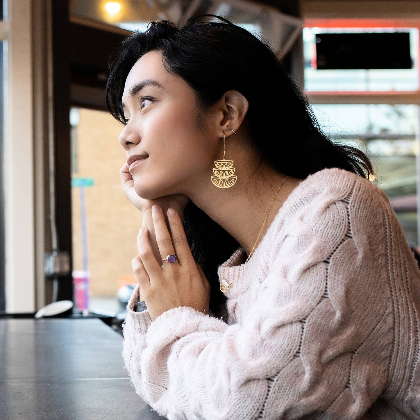 Retro Bowls Stacked Earrings | Cathrineholm Lotus Pattern