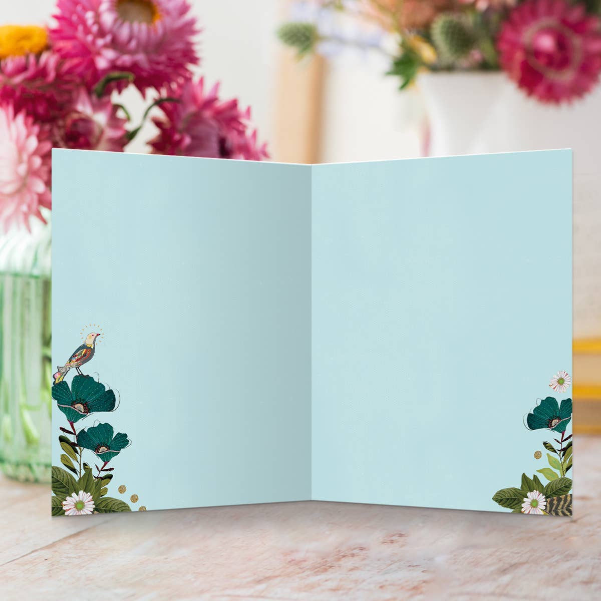 Flower Framed Bird Birthday Card
