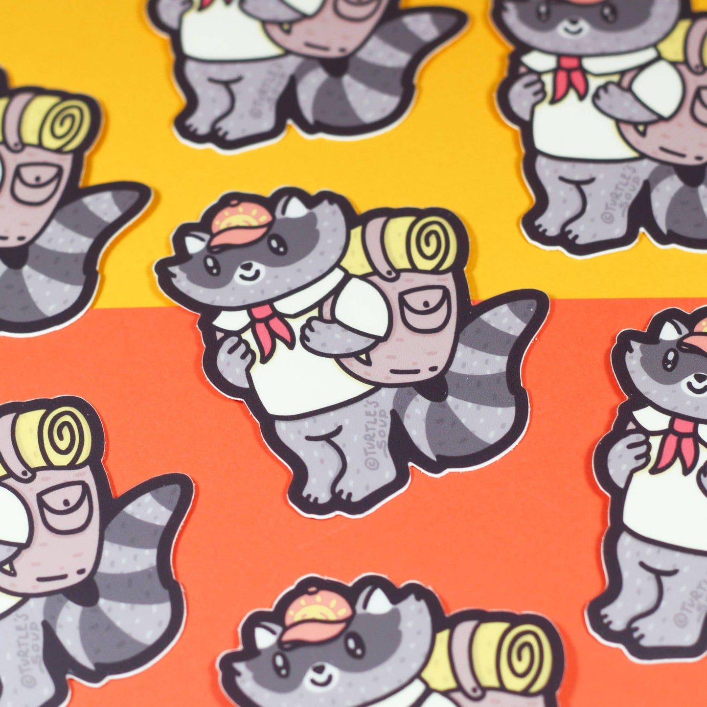 Hiking Raccoon Camper Vinyl Sticker