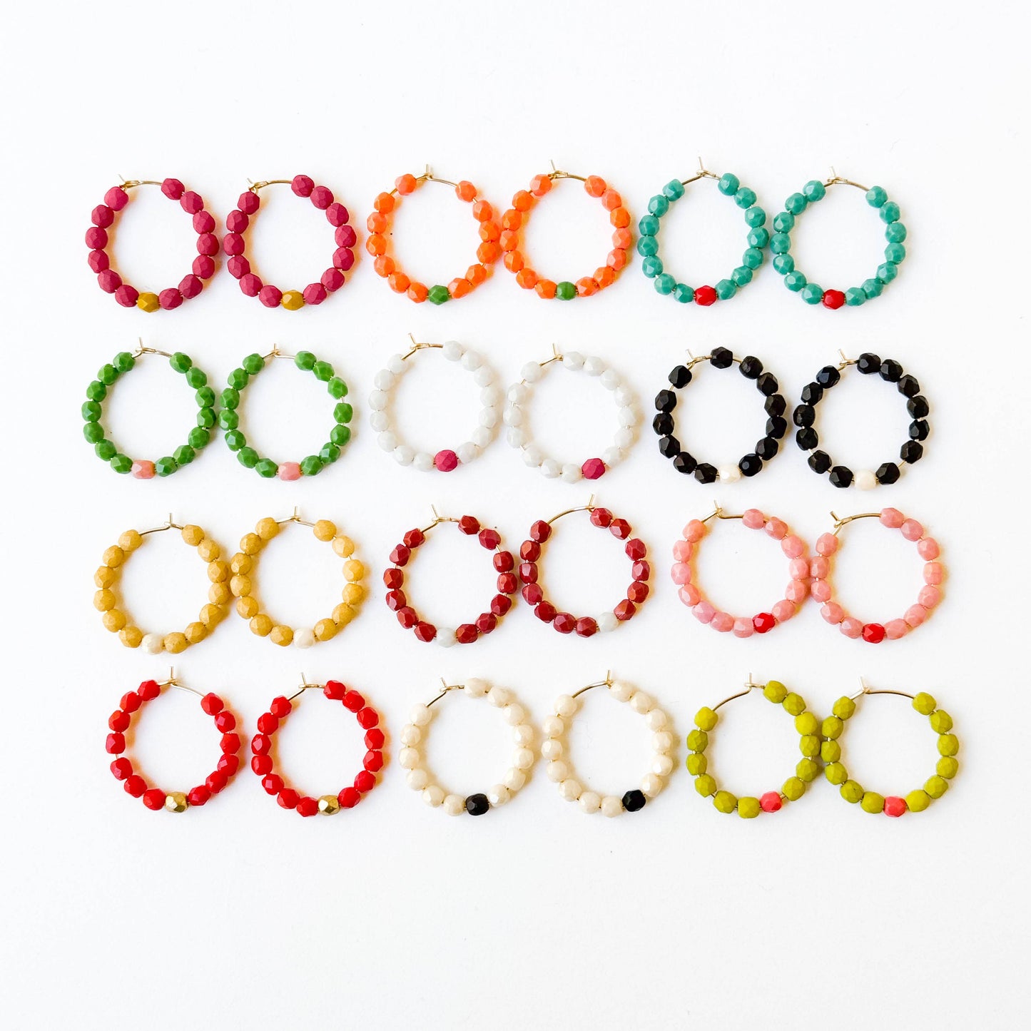 Small Colorful Gold Filled Hoops with Beads