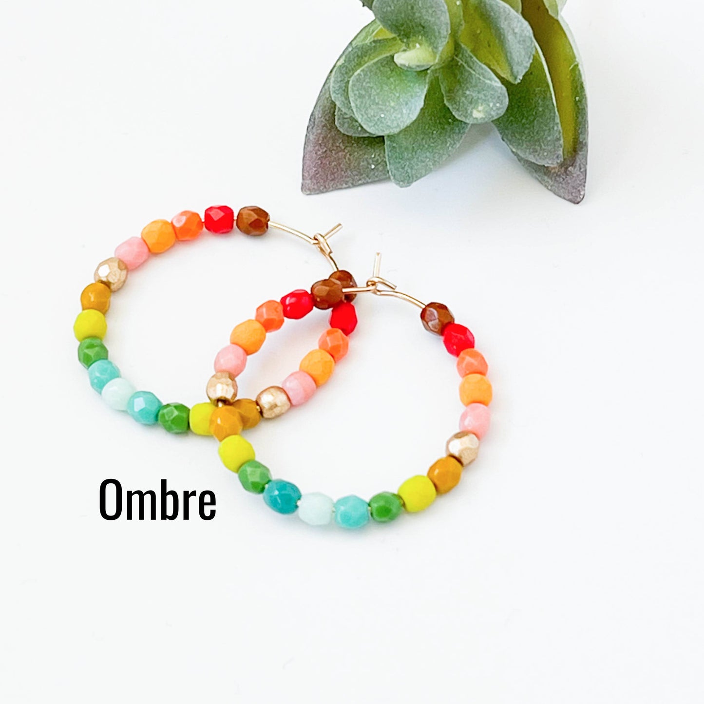 Gold Filled Hoops with Tiny Glass beads