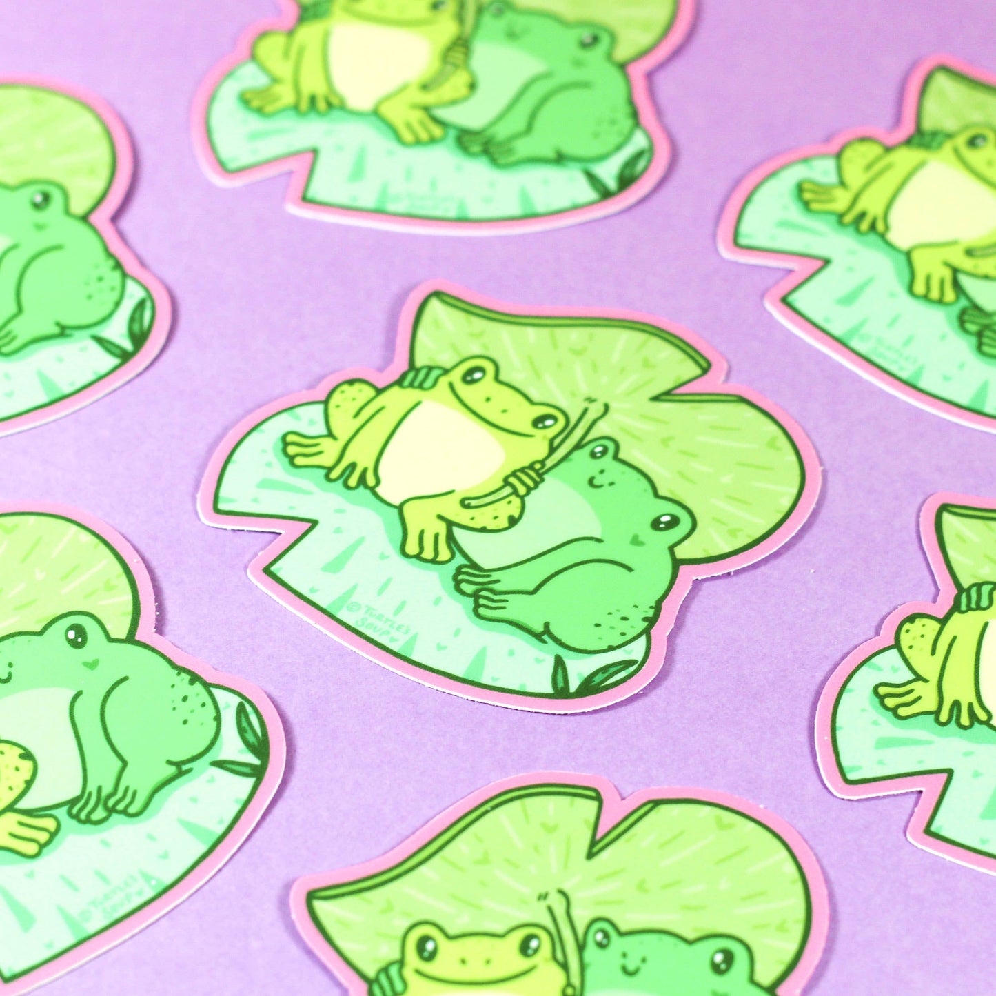 Frogs on lily pad Vinyl Sticker