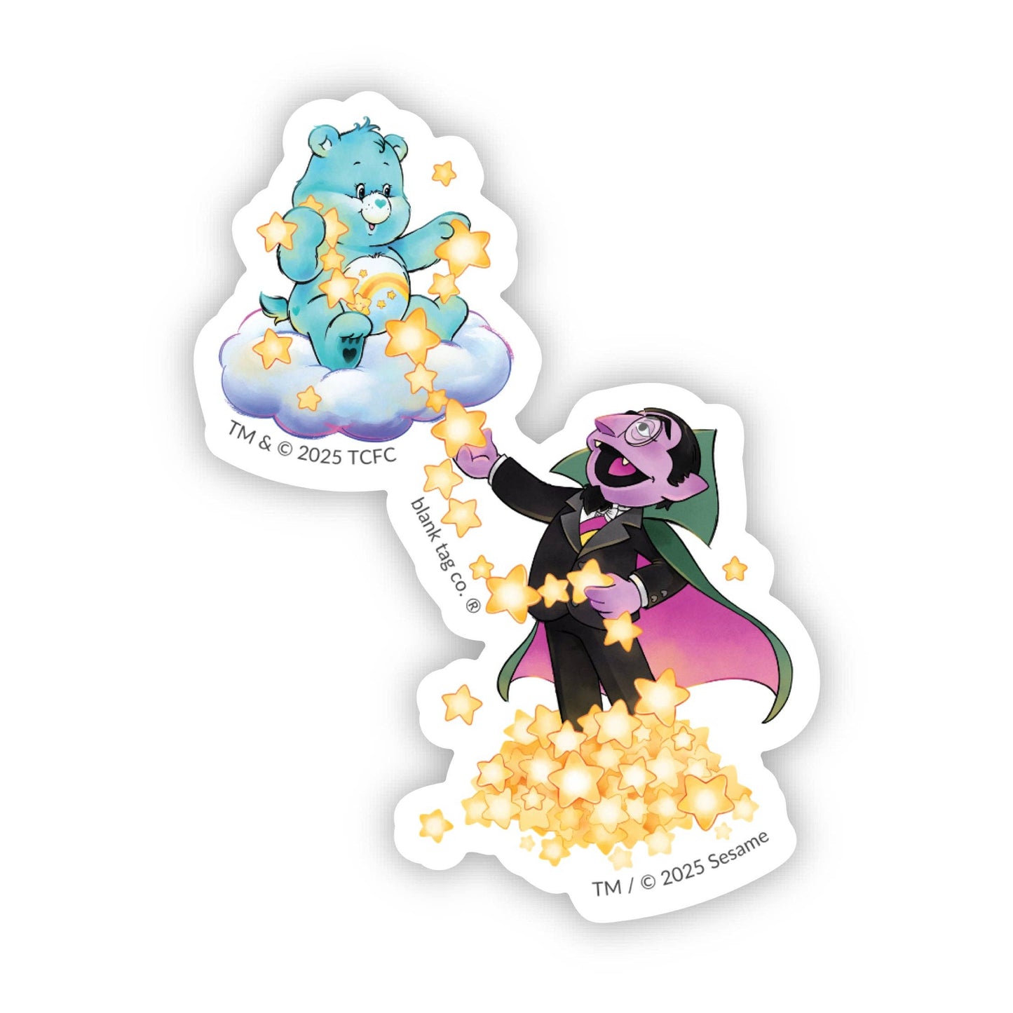 Bedtime Care Bear and The Count With Stars Waterproof Sticker