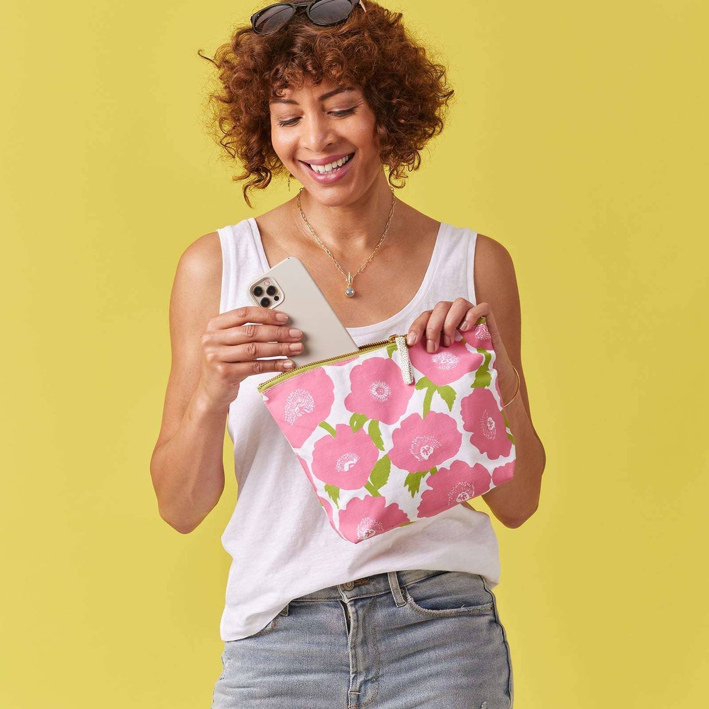 Pink poppies pouch