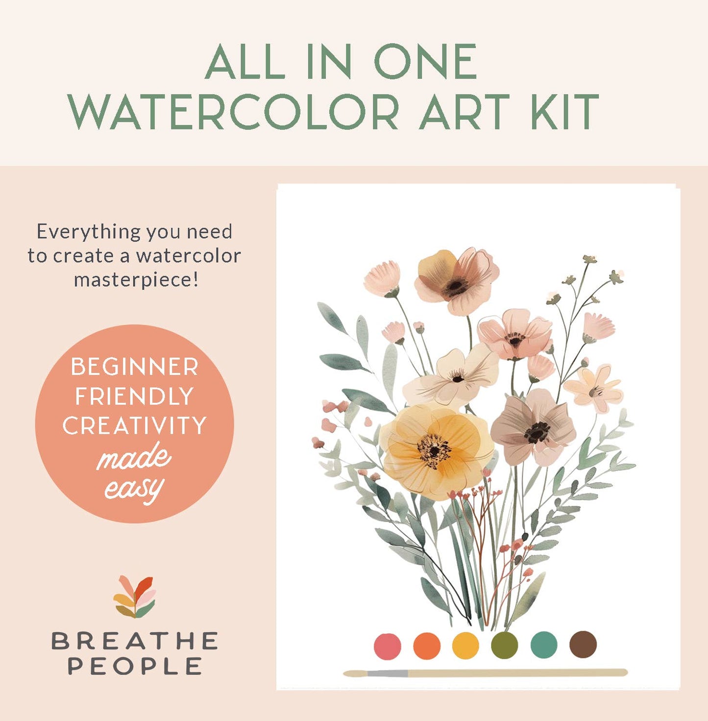 All-In-One Beginner Watercolor Kit: Flower Bouquet