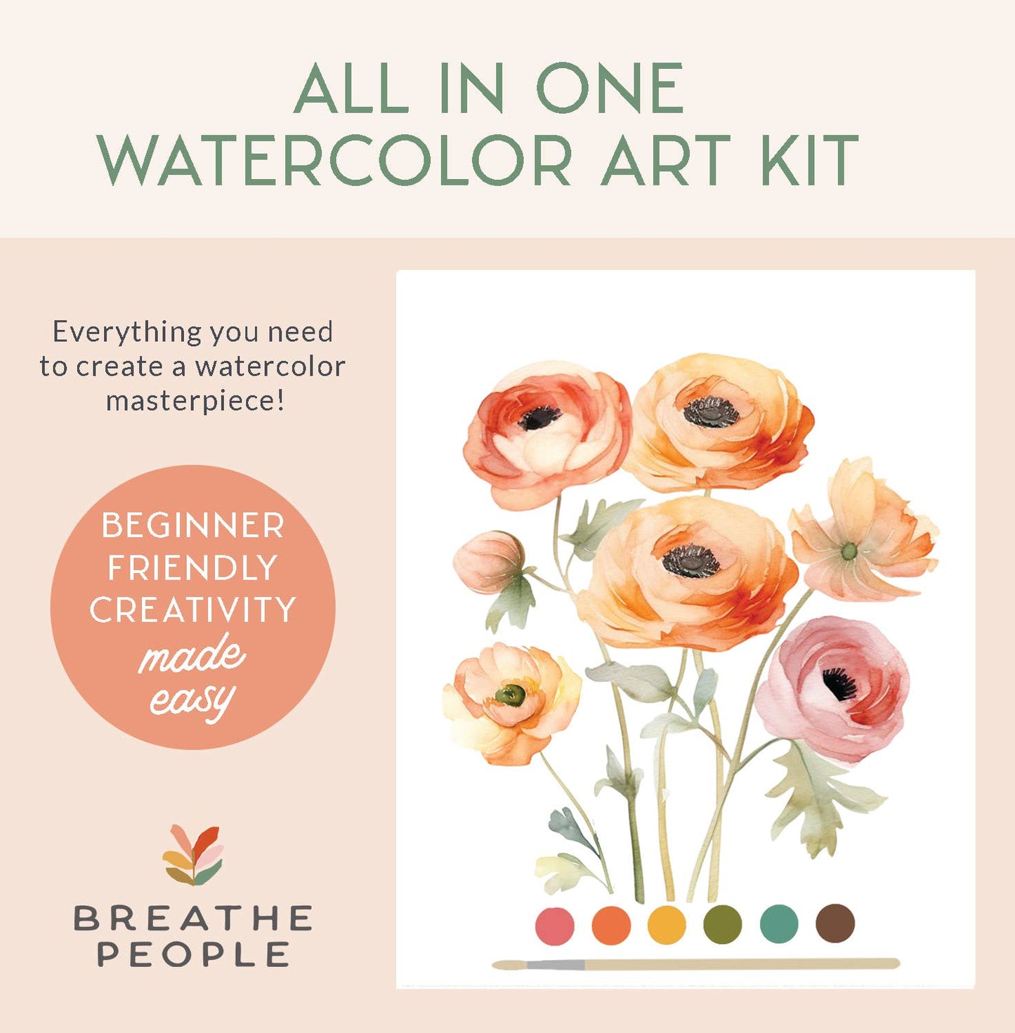All-In-One Watercolor Kit: Ranunculus Blooms