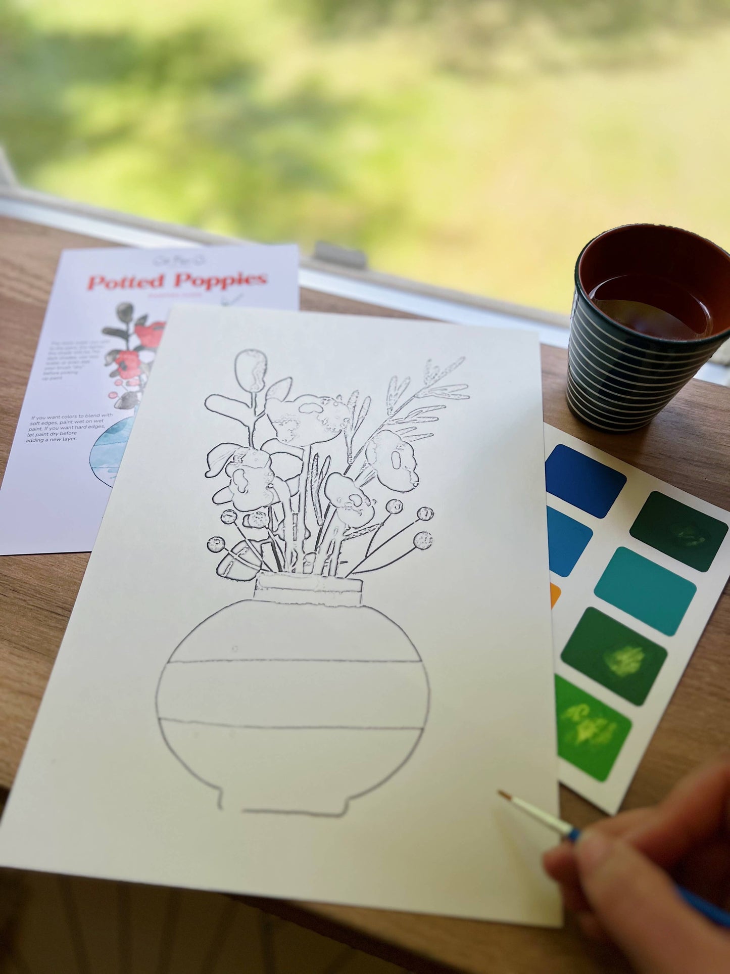 Potted Poppies watercolor painting kit