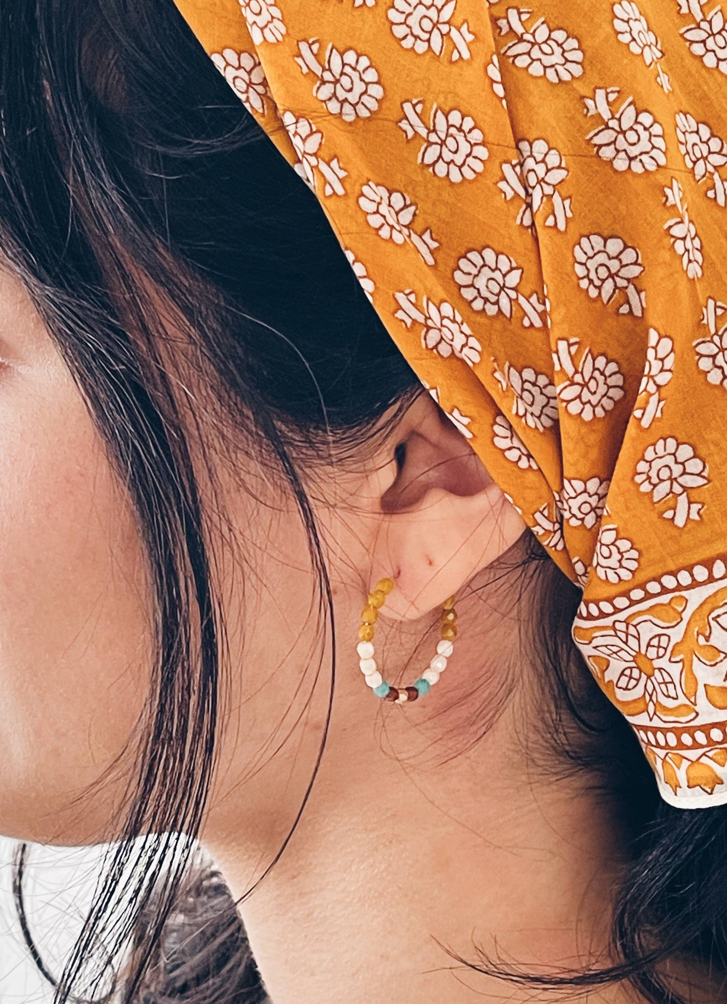 Gold Filled Hoops with Tiny Glass beads