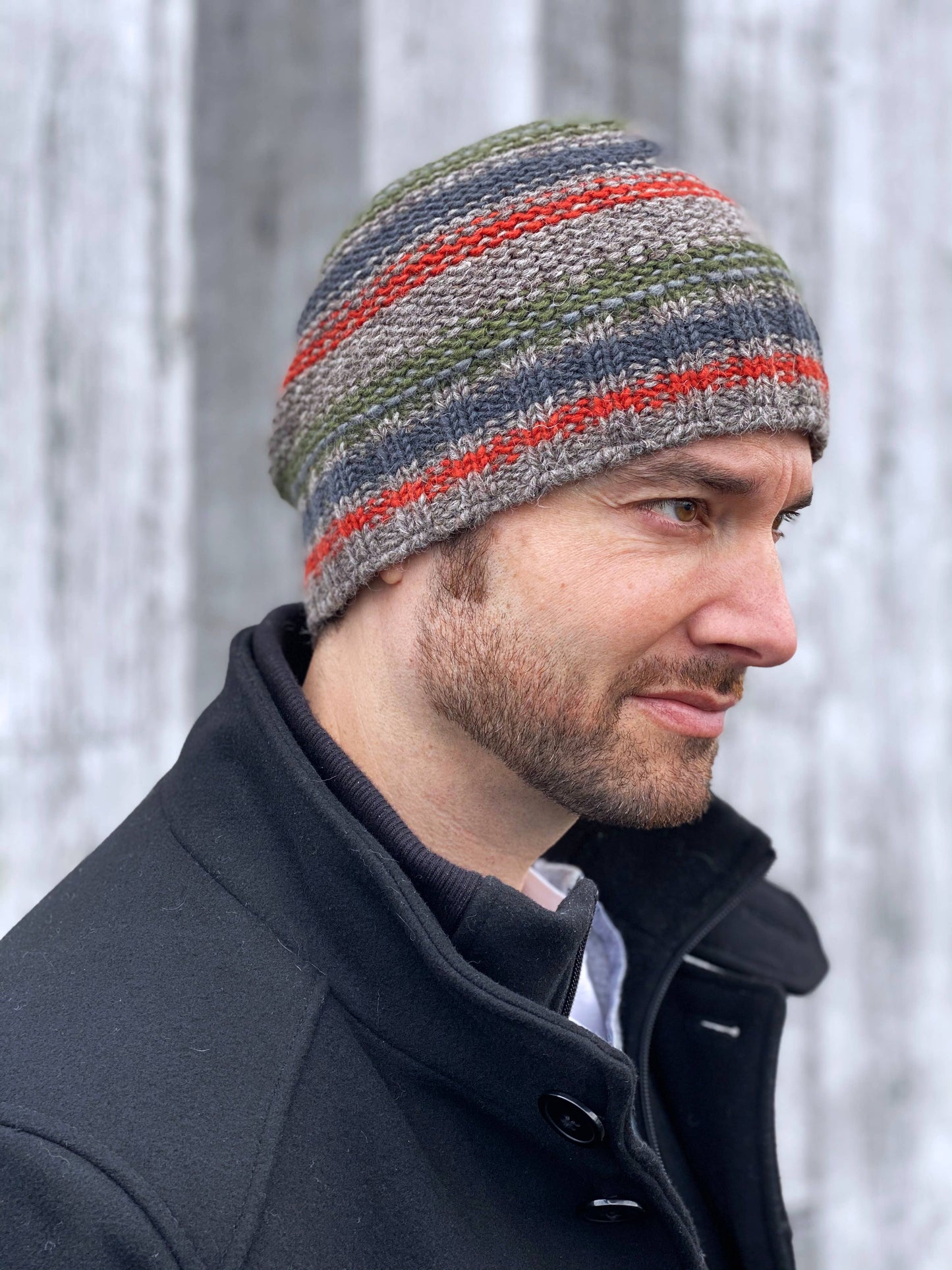 Evan Beanie -Striped Wool Hat