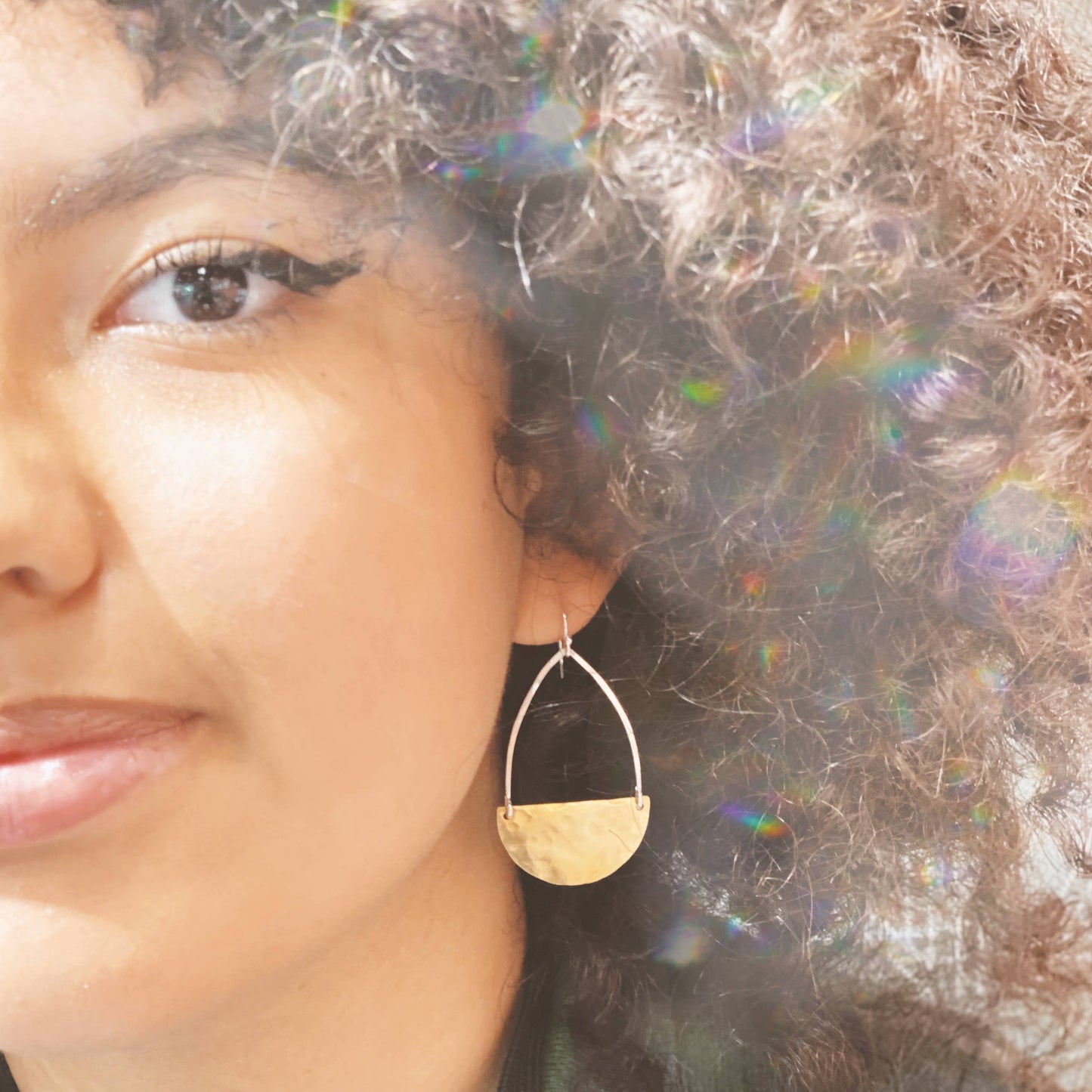 Mixed Metal Semicircle Earrings. Small. Mind’s Eye Design.