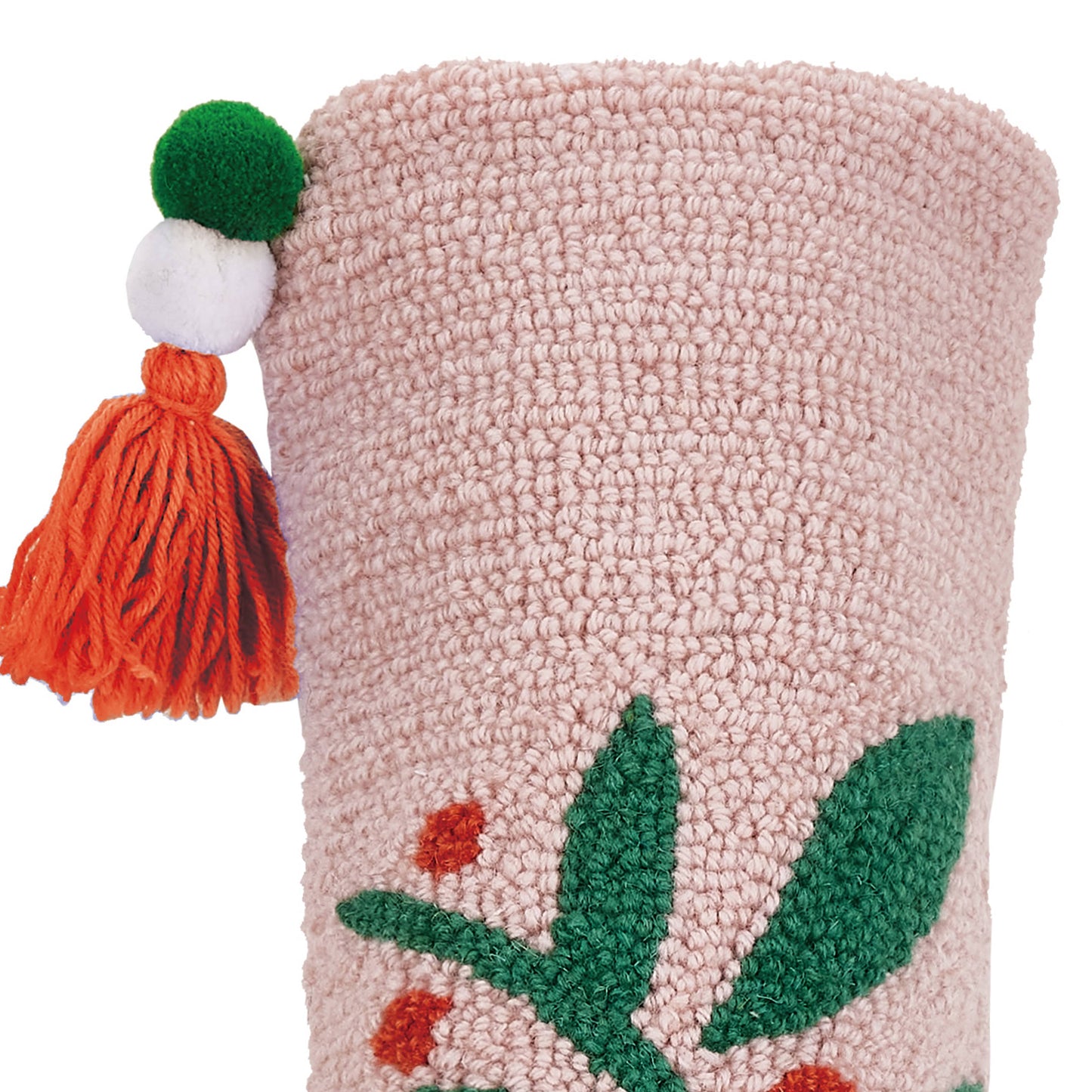 Pink Berries Stocking With Pom Pom Tassel