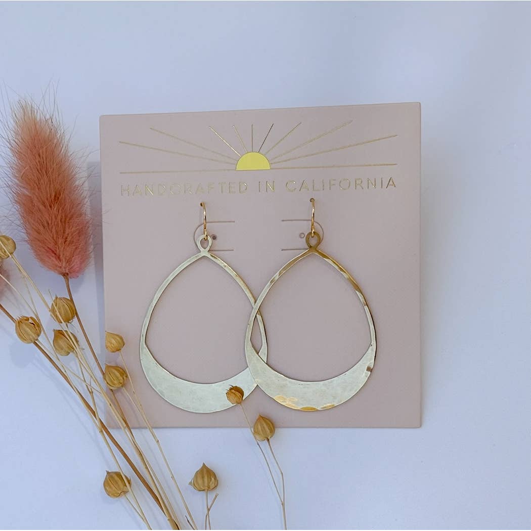 Hammered Brass Teardrop Earrings. Mind’s Eye Design.