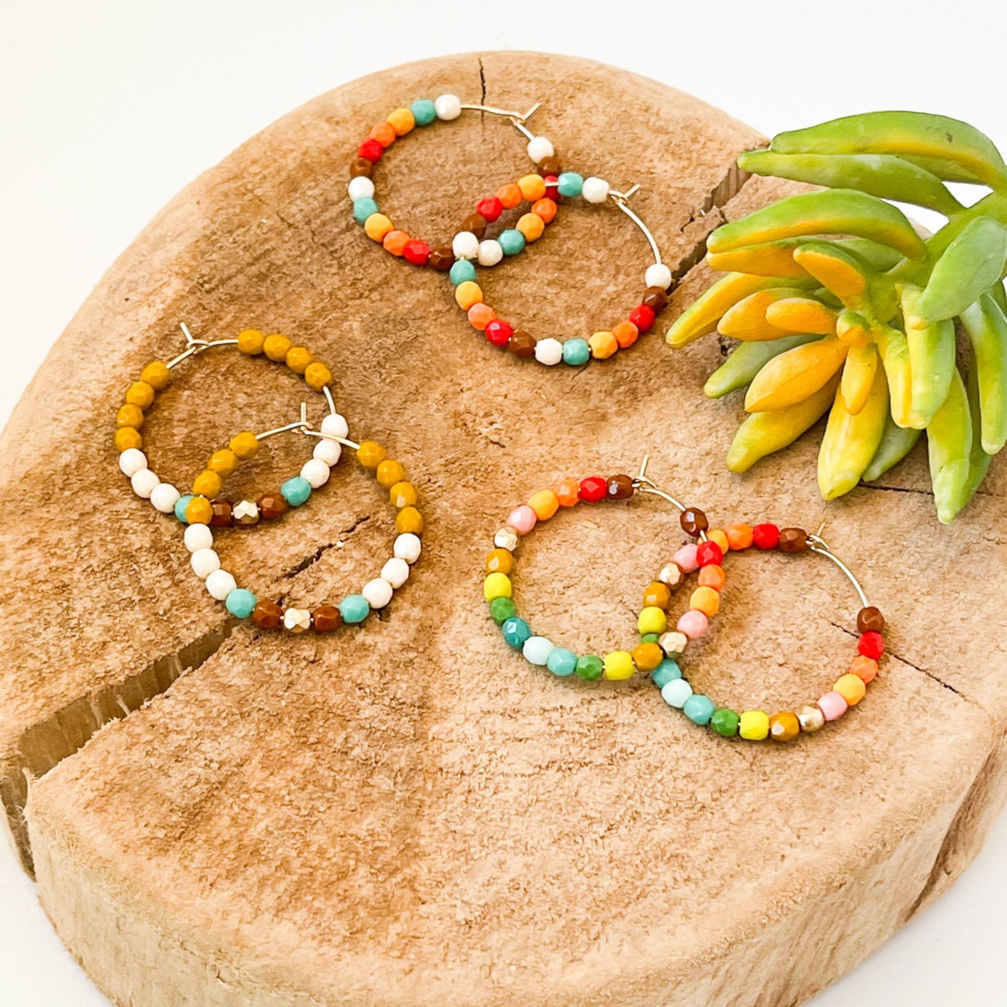 Gold Filled Hoops with Tiny Glass beads