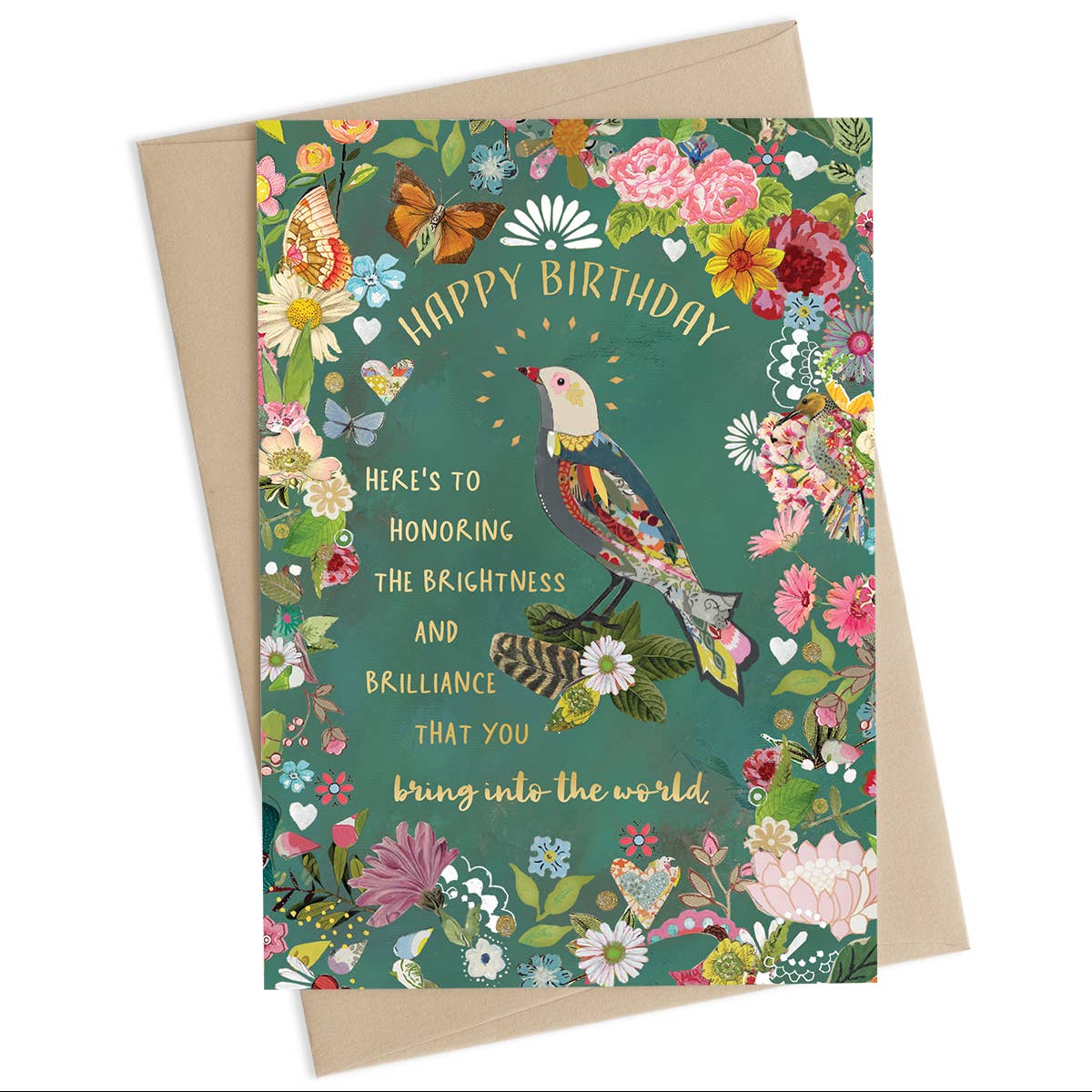 Flower Framed Bird Birthday Card