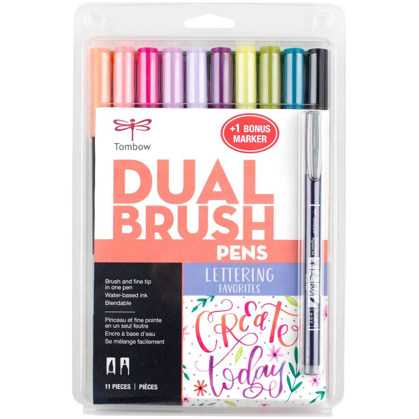 Dual Brush Pen Lettering Favorites (10-Pack + Free Fudenosuke pen)