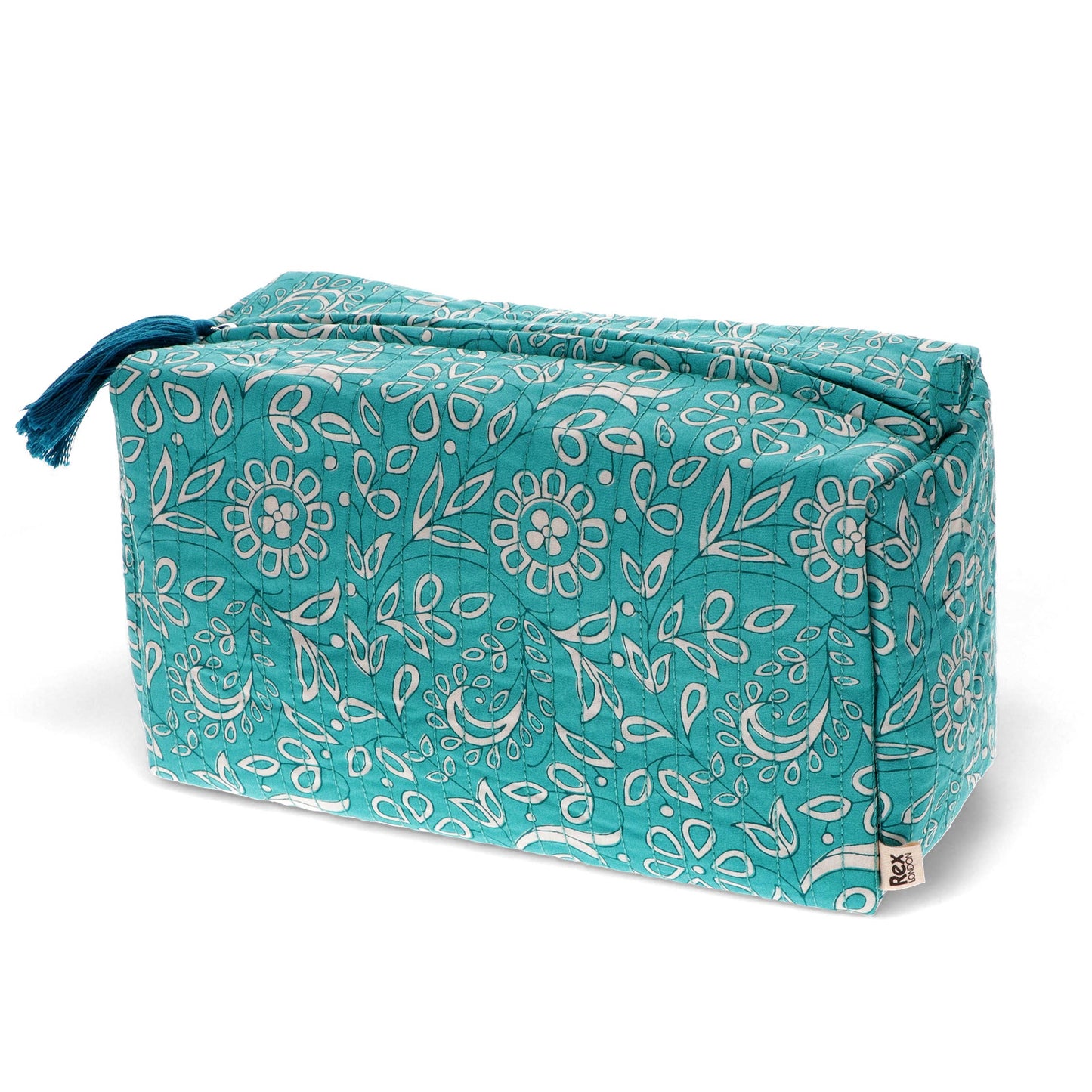 Quilted turquoise zippered pouch