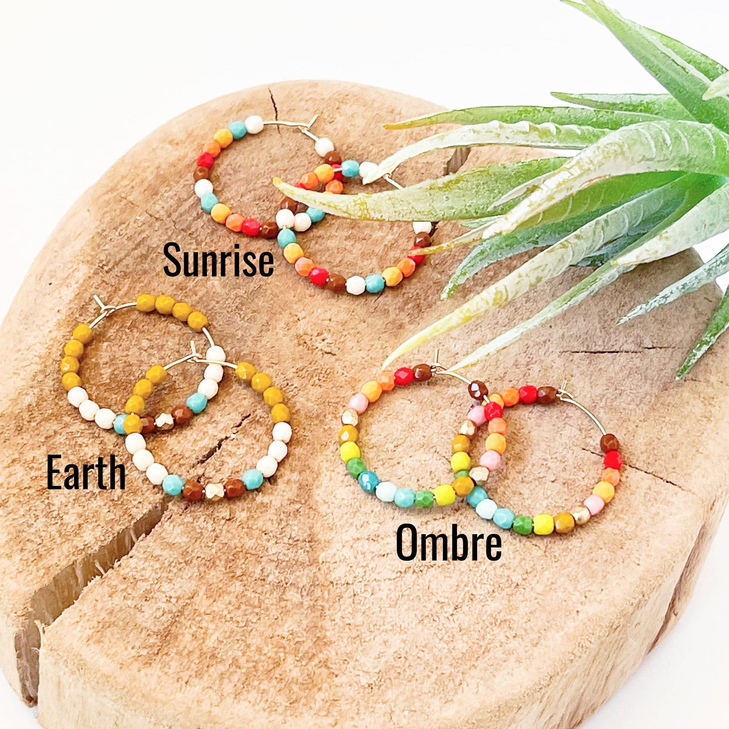 Gold Filled Hoops with Tiny Glass beads