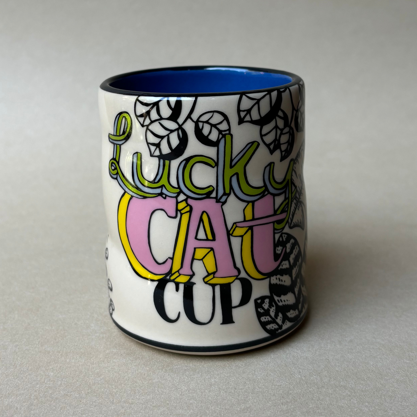 Lucky Cat & Houseplant Cup - Large