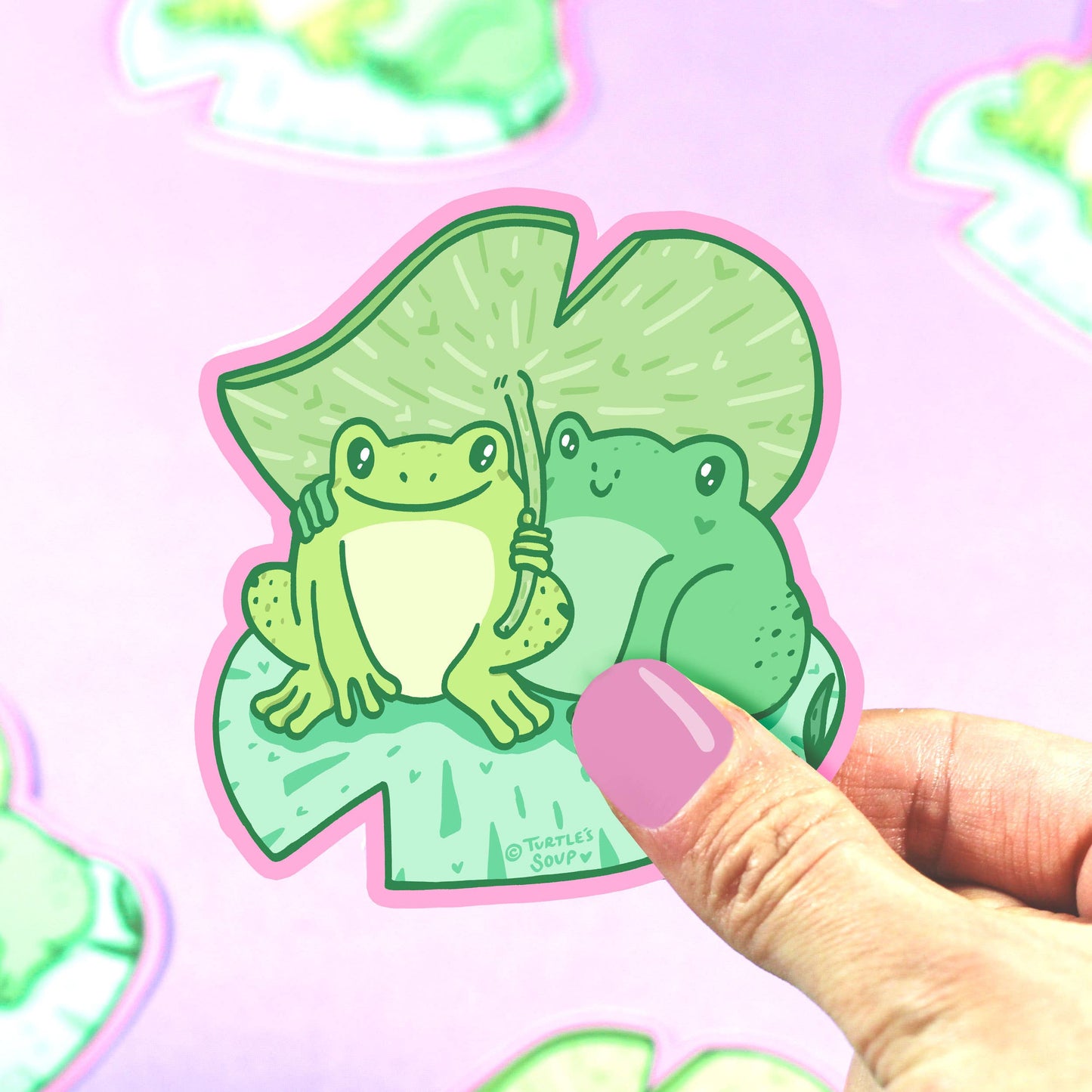 Frogs on lily pad Vinyl Sticker