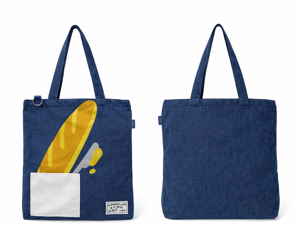 Bread and Flowers Denim Tote Bag from Karepango