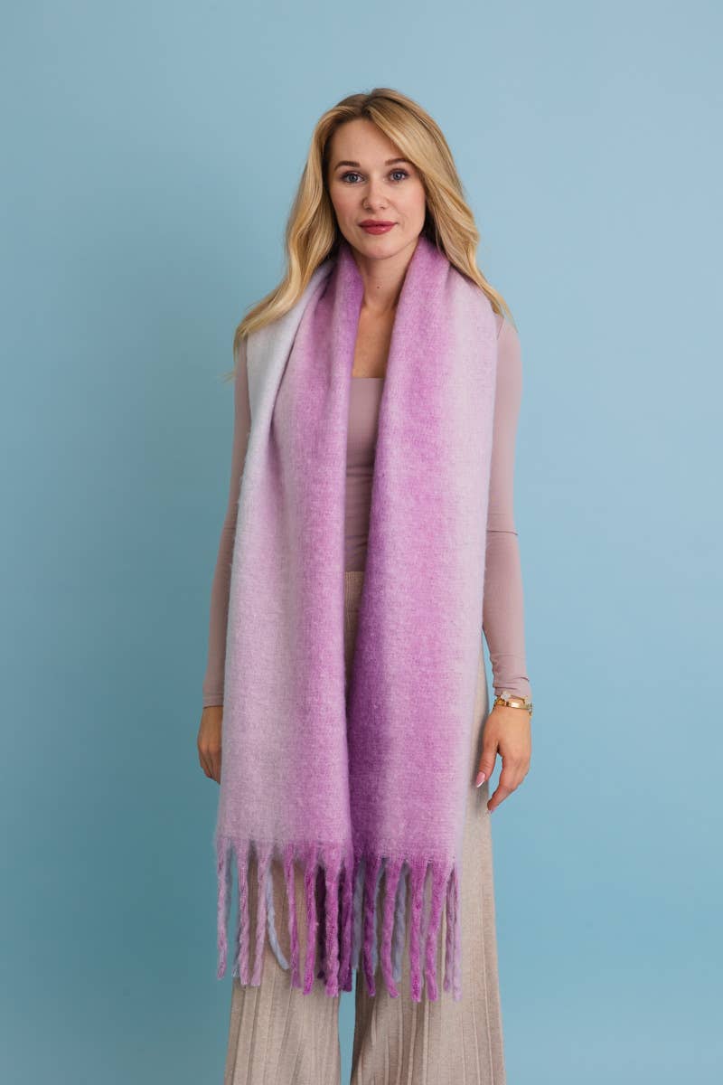 Ombre Dream Luxe Fringe Blanket Scarf :: Purple
