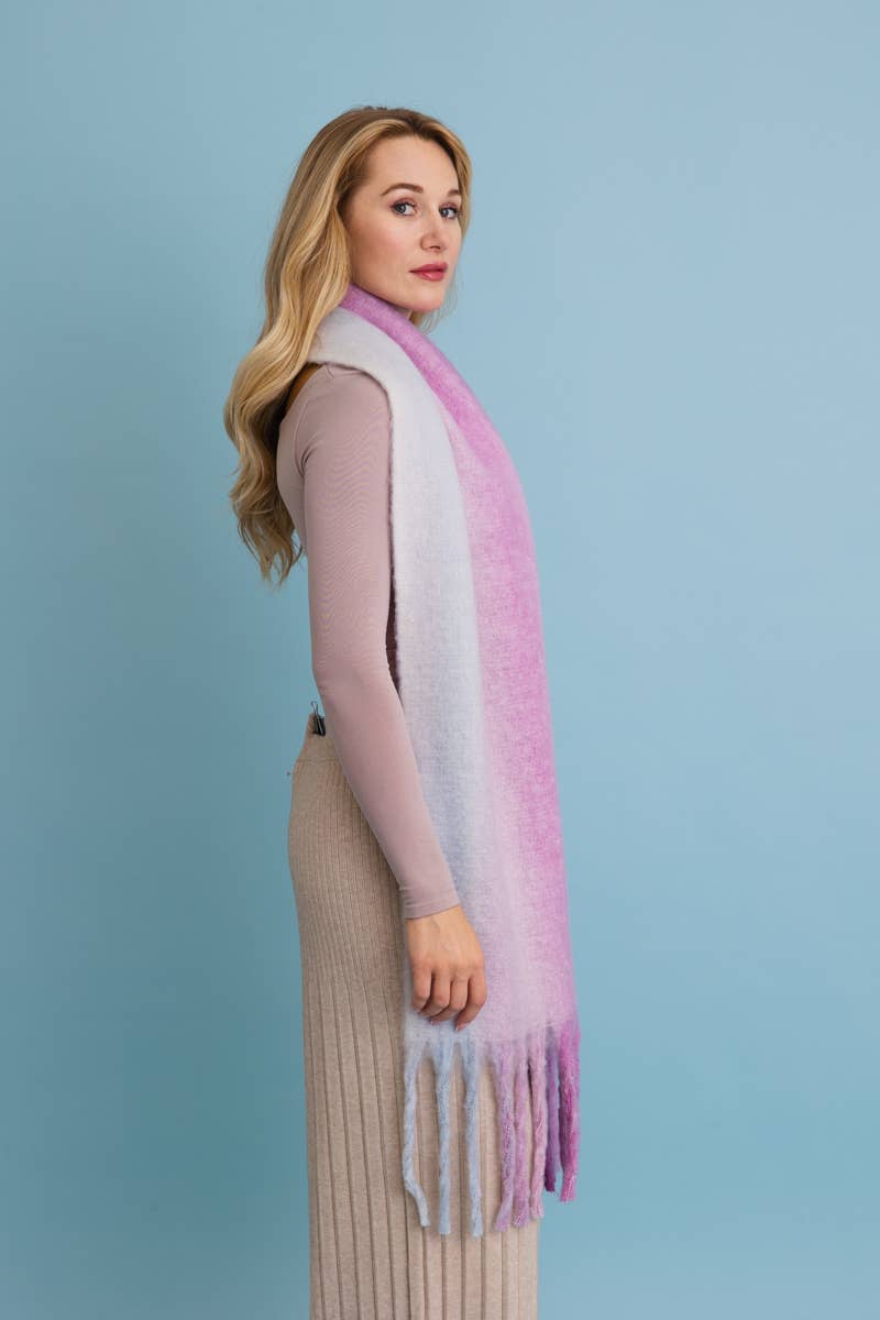 Ombre Dream Luxe Fringe Blanket Scarf :: Purple