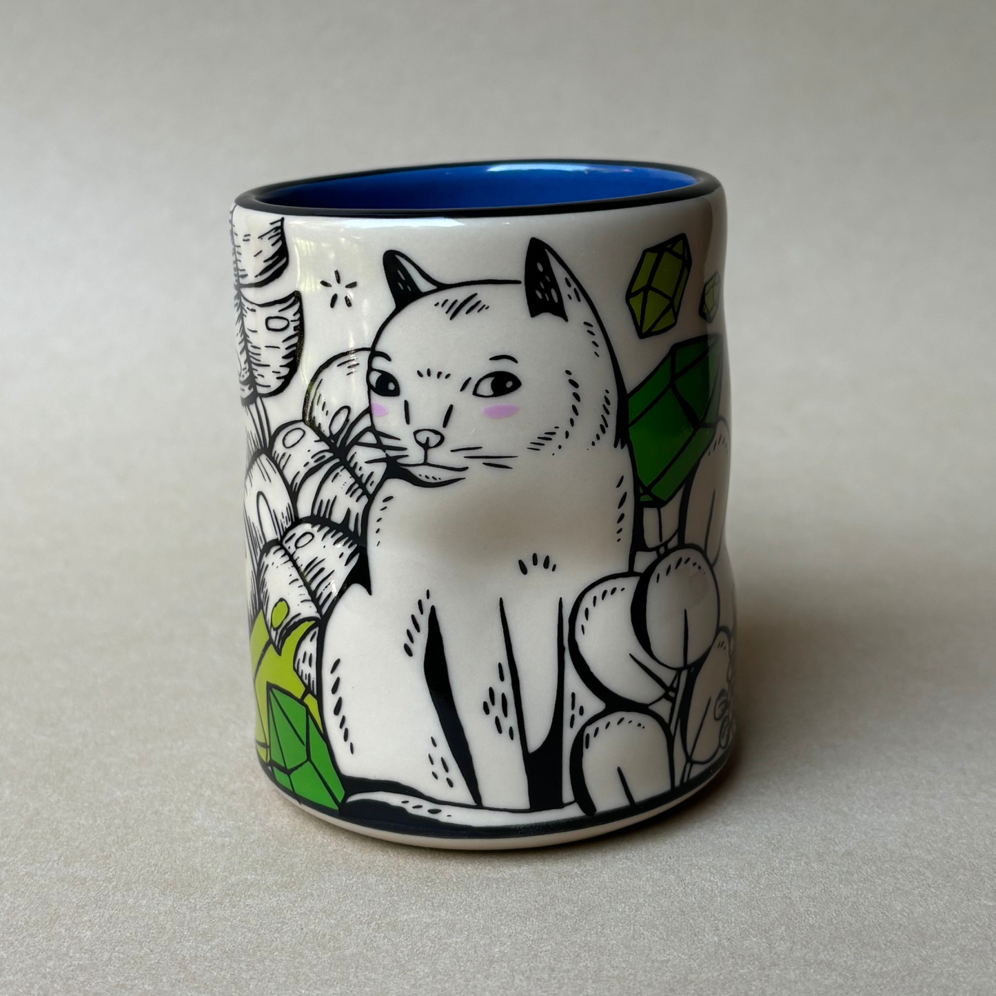 Lucky Cat & Houseplant Cup - Large