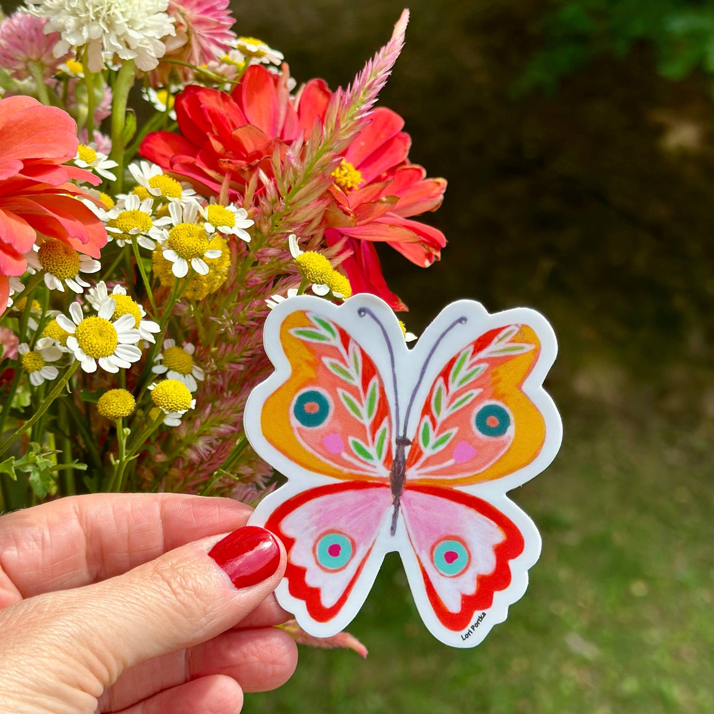 Peach Butterfly Sticker