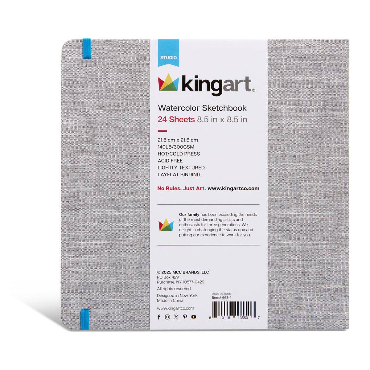 KINGART Hardcover Square Watercolor Sketchbook: 8.5” x 8.5”