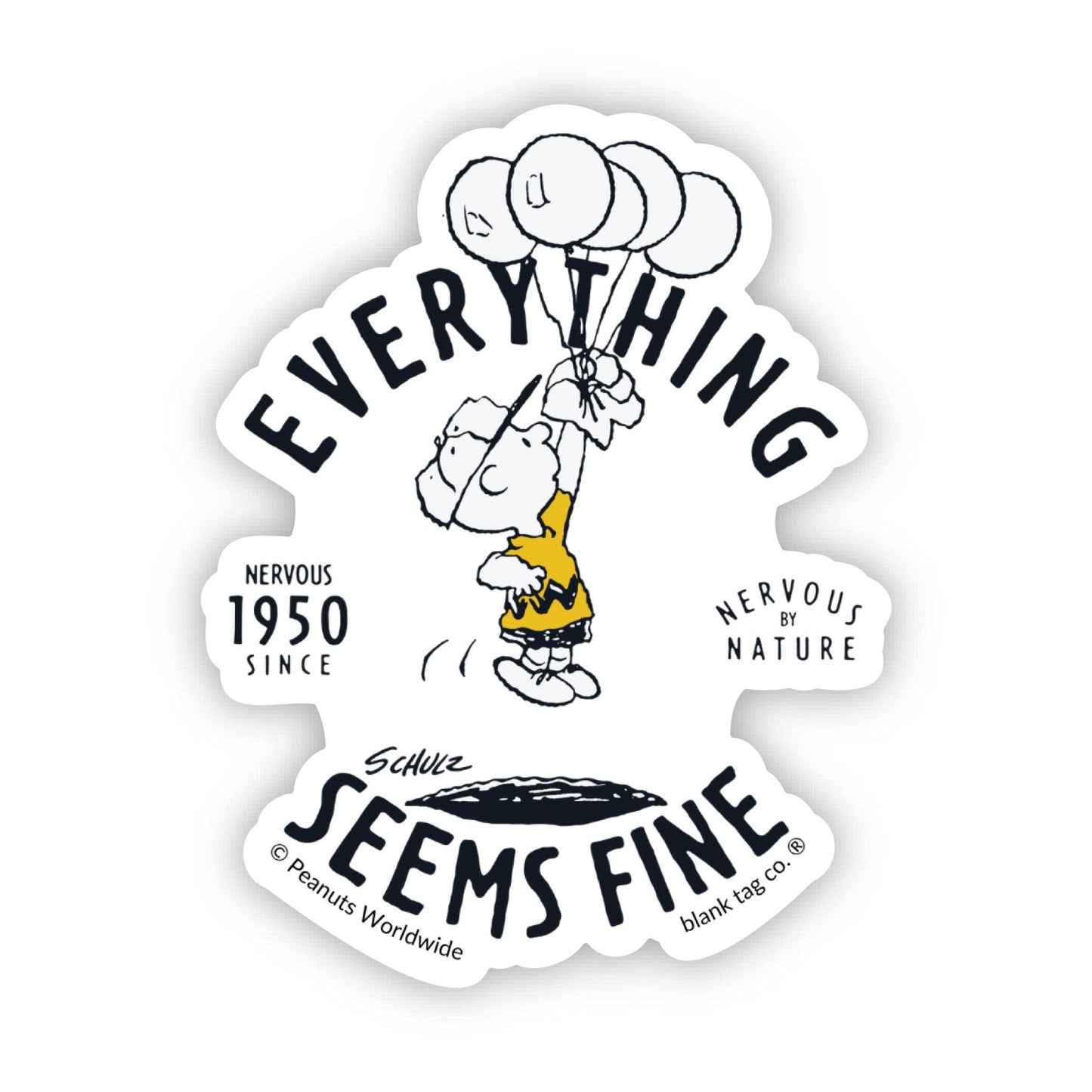 Peanuts® Waterproof Sticker - Everything Seems Fine Charlie Brown