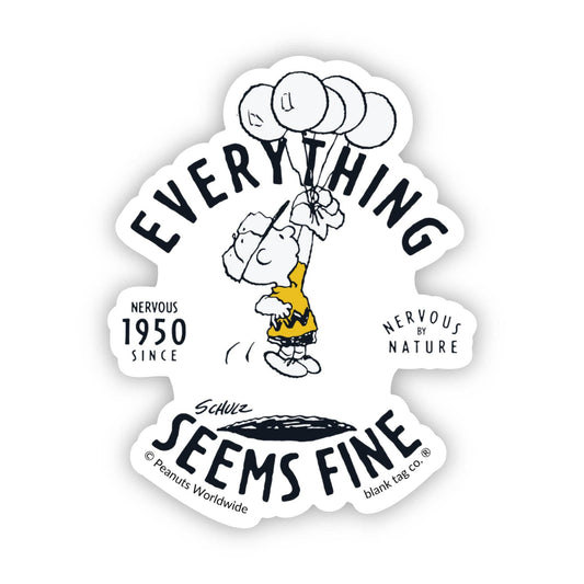 Peanuts® Waterproof Sticker - Everything Seems Fine Charlie Brown