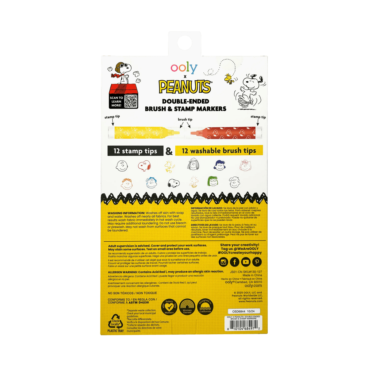 OOLY x Peanuts: Double-Ended Brush & Stamp Markers