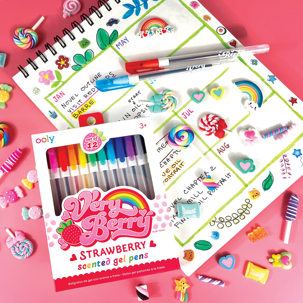 Very Berry: Strawberry Scented Gel Pens (Set of 12)