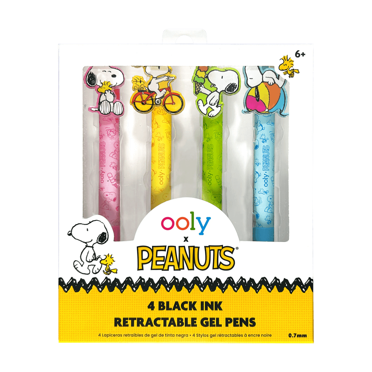 OOLY x Peanuts: Black Ink Retractable Gel Pens (Set of 4)