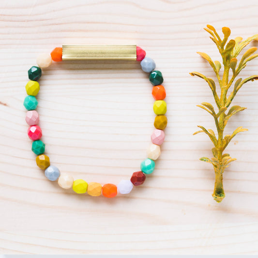 Mixed Beads and Brass Bracelet