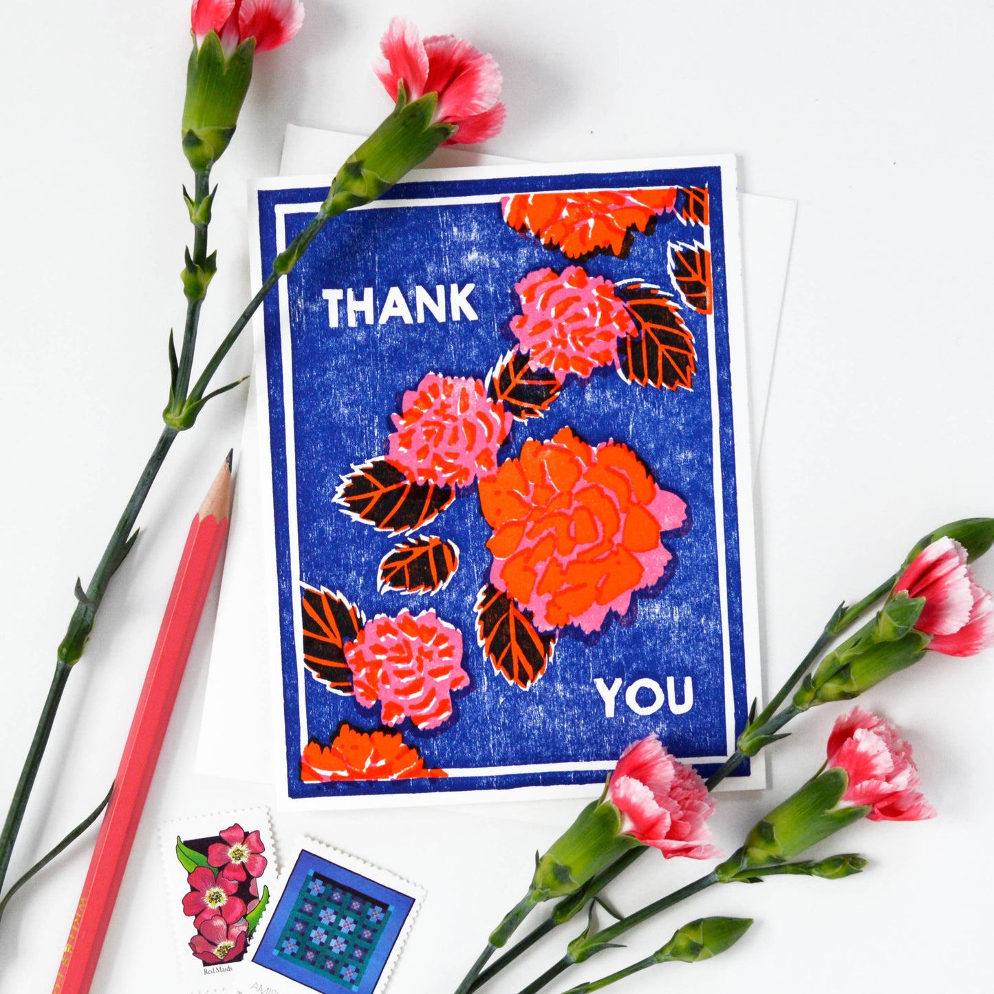 Red Peonies Thank You Card -Boxed Set of 6