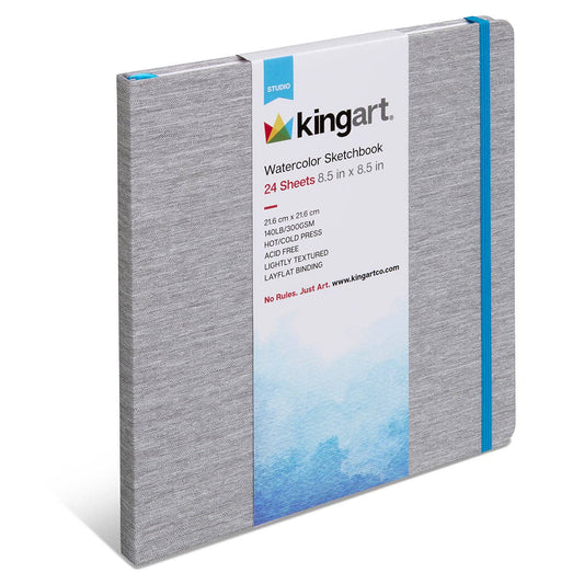 KINGART Hardcover Square Watercolor Sketchbook: 8.5” x 8.5”