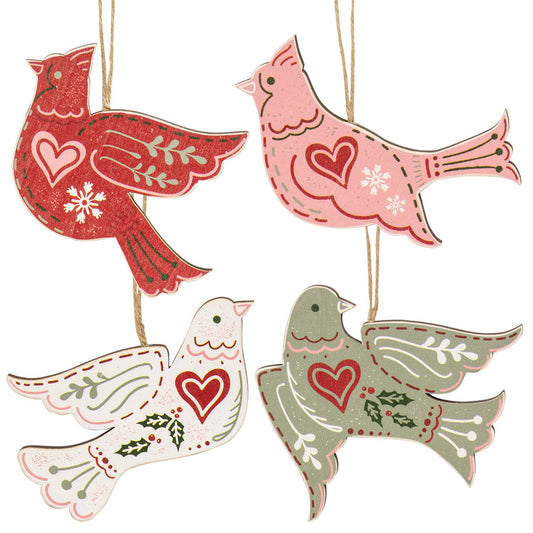 Wooden Yuletide Folklore Bird Ornament