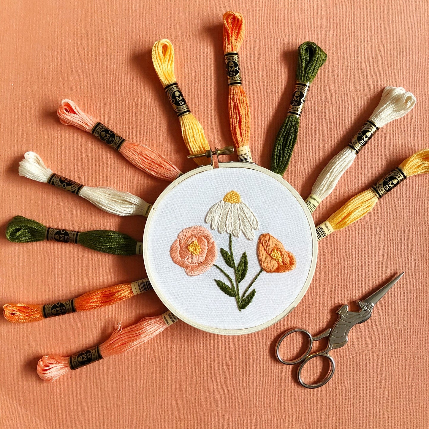 Flower Trio - Floral Embroidery Kit for Beginners