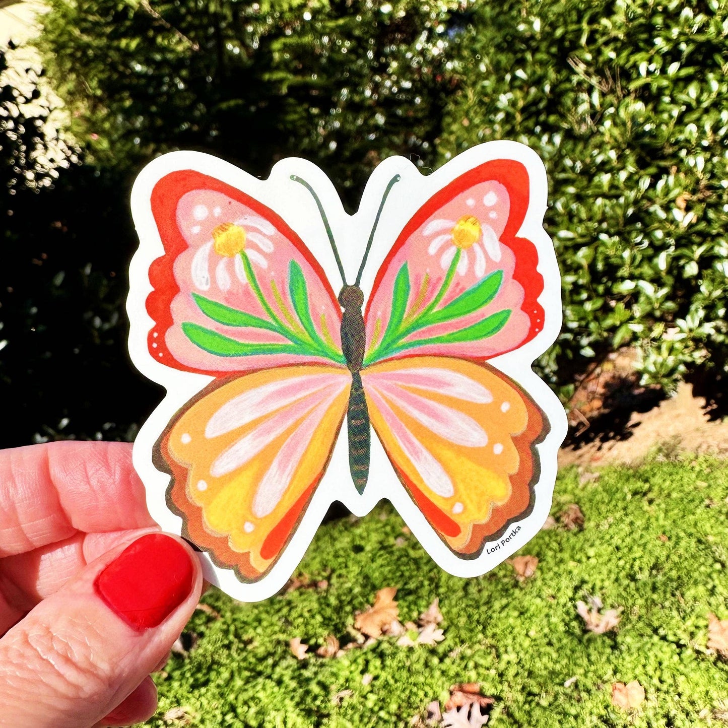  Burnt Orange Butterfly Sticker by Lori Portka
