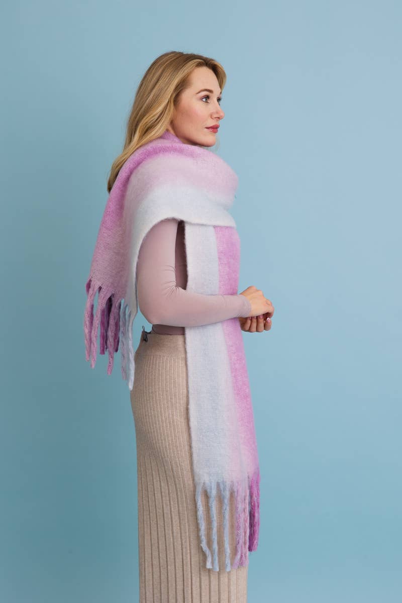 Ombre Dream Luxe Fringe Blanket Scarf :: Purple