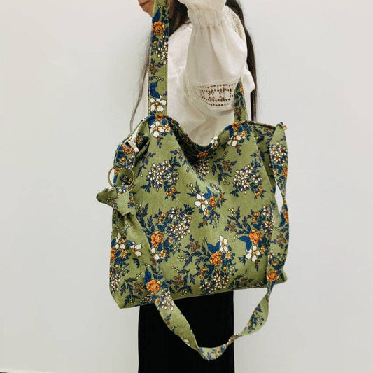 Floral Corduroy Crossbody Bag