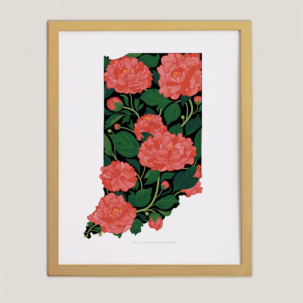 Indiana Peony (black on white)