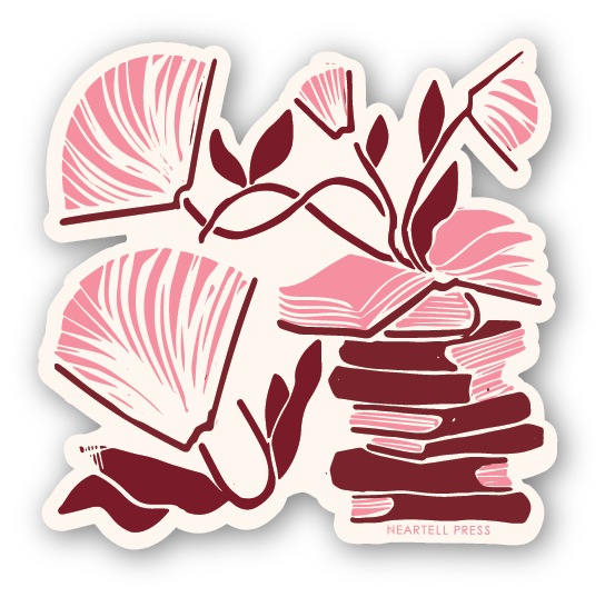 Eco Friendly Book Flowers (Pink) Die Cut Sticker