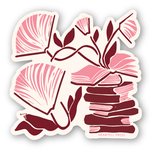 Eco Friendly Book Flowers (Pink) Die Cut Sticker