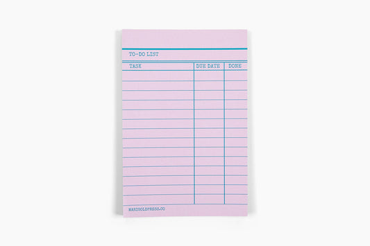 Library Card Notepad - Pink